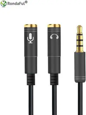 1Pcs 3.5mm Jack Video Audio Cable Headphone+Mic Audio Splitter Male to Female Aux Extension Adapter Cable Cord for Computer PC 17 cm