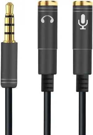 1Pcs Universal 2 in 1 3.5mm Stereo Audio Male to 2 Female Headset Mic Y Splitter Cable Adapter Connector for Mobile phone