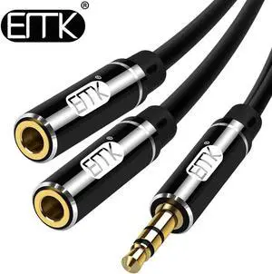 1Pcs EMK 3.5mm AUX Splitter Cable 1 male to 2 female Audio Cable Headphone Splitter Audio Extension 3.5mm Cable Adapter Phone MP3/4