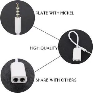1Pcs 1 Male to 2 Female 3.5 Jack Aux Audio Cable Headphone Splitter for iPhone iPad iPod Laptop MP3 Audio Splitter Cable Adapter Jack