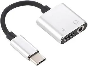 1Pcs 2 in 1 Type C Audio Cable Adapter to USB C & 3.5 mm Jack Earphone Audio Cable Adapter Converter for Moto Audio Splitter Adapters