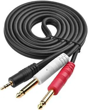 1Pcs Gold Plated 3.5mm Jack to Dual 6.35mm Male to Male Splitter Adapter Audio Cable Wire for Mixer Amplifier Speaker Audio Cable 4.92ft