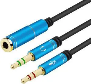 1Pcs Y Splitter Adapter 3.5mm Audio Aux 2 Male to 1 Female Headphone Extension Cable Connected Cord Splitter to Laptop