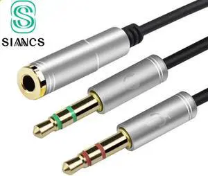 1Pcs SIANCS 35cm Earphone Splitter 3.5mm Stereo Audio Male to 2 Female Headset Mic Audio Extension Cable Y Splitter Cable Adapter