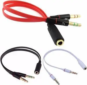 1Pcs 3.5mm Stereo Audio Y Splitter 2 Jack Male to 1 Female Headphone Mic Audio Adapter Extension Cable for Computer Headset Phone --black