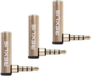 1Pcs REXLIS 3pcs 3.5mm 90 Degree Audio Adapter,3.5mm Audio Adapter,3.5mm Right Angle Adapter Headphone Adapter,Female to Male AUX A