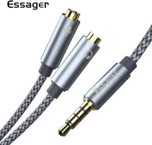1Pcs Aux Cable for Microphone Speaker Wire Jack 3.5mm Male to 2 Female 3.5 Jack Splitter Audio Cable for Headphone Adapter
