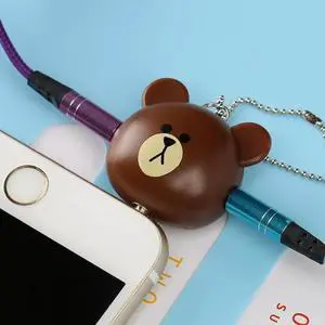1Pcs Bear Earphone Music Share Cable Splitter Adapter 1 male to 2 female 3.5mm Cute Mobile Phone Audio Sharing 3.5 Aux Splitter
