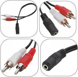 1Pcs 3.5mm 1/8" 1 Female to 2 Dual RCA Male Y Splitter Audio Stereo Aux Cable Adapter
