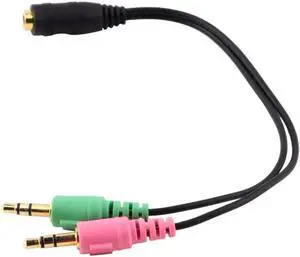 1Pcs 3.5mm 2 in 1 Female To Dual Male Earphone Headset PC Adapter Audio Cable