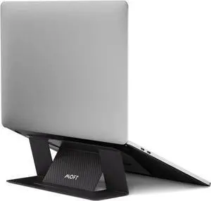 Invisible Laptop Stand for Laptops Without Bottom Vents, Lightweight Adhesive 2-Height Repositionable Residue-Free Laptop Desk Stand(CarbonPU-Black)