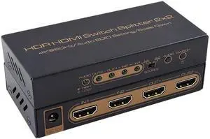 1Pcs HDR HDMI Switch Splitter 2*2 2 Input 2 Output HDMI Scale Down Audio EDID Setting 4K@60Hz Converter adapter For PS3/PS4 Xbox3