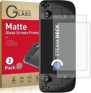 Matte Glass Screen Protector Designed for Steam Deck 7inch, [2 Pack] Premium Anti Glare Glass/Full Coverage/Fingerprint Free/9H Hardness/Anti Scratch/Ultra Sensitive/Easy Installation