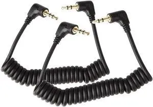 3.5mm Audio Cable, 2 Pack 30cm Mini Coiled 3.5mm Headphone Cable, 90 Degree 1/8" 3.5mm TRS Jack Male to Male Stereo Aux Audio (2pcs)