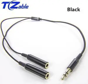 1Pcs 3.5mm Headphone Jack Auxiliary Audio Adapter 1 to 2 Audio Cable TPE Extension Cable For PC Microphone Splitter Male To Female