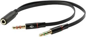 1Pcs Headphone Splitter Audio Cable 3.5mm Female to 2 Male Adapter Aux Cable Extension Wire Cord Adapter Aux Cable Black