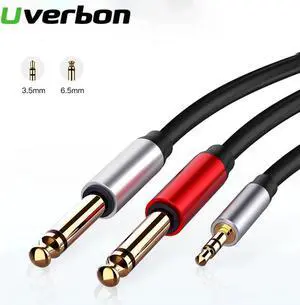 1Pcs 3.5mm to Dual 6.5mm Adapter Jack Audio Cable 3.5 Jack Splitter Audio Cord For Mixer Amplifier Speaker 3.5 to 6.5 AUX Adapter