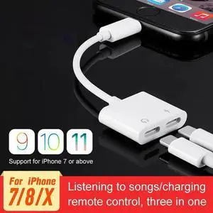 1Pcs Audio Adapter Charger Cable For iPhone X Dual For 8 Pin to 2 8Pin Audio&Charging Converter For iPhone Charging Audio Splitter