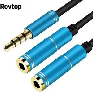 1Pcs 3.5mm Audio Splitter Cable 3.5mm Male to 2 Port 3.5mm Female with Mic 3.5 Extension Aux Cable Adapter for iPhone Speaker