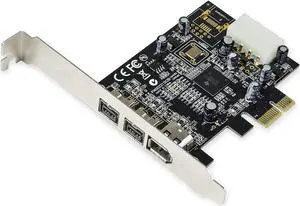 3 Port IEEE 1394 Firewire 1394B & 1394A PCIe 1.1 x1 Card TI XIO2213B Chipset Requires Legacy Driver for Windows 8 10