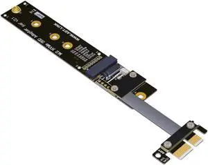 M.2 M Key NVMe SSD to PCI-e PCIe x1 Adapter Riser Card PCIe 4X to 1x Extension Cable Flexible Flat Cable PCI Express 1x Gen3.0 R14SF (25cm)