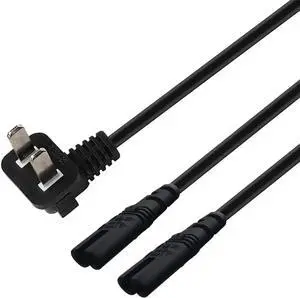6FT Non-Polarized AC Power Cord 2 Prong 1-15p to Dual C8 Figure 8 Power Cable CCC Listed Universal Replacement Wall Cable (90 Degree Angle)