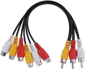 1Pcs 25cm 3 RCA Male to 6 RCA Female Plug Audio Video AV Cable Adapter RCA Jack Splitter Cable Extension AV Cord For TV DVD