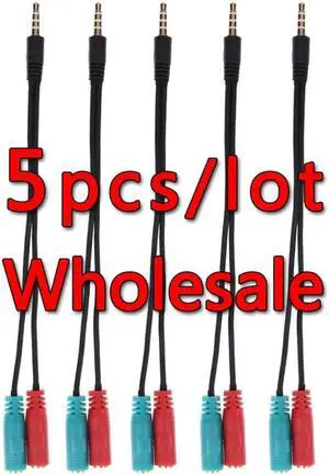5pcs 2 In 1 Splitter 4 Pole 3.5mm Headphone Splitter Audio Cable 3.5mm Male To 2 Female Jack 3.5mm Splitter Adapter Aux Cable