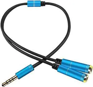 1Pcs 3.5mm Mic Headphone Audio Splitter Adapter Cable Converter Male to Female Dual Adapter Aux Cable for iPhone Samsung MP3 Player
