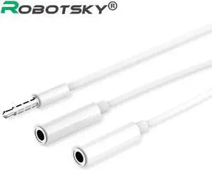 1Pcs Robotsky 3.5mm Earphone Audio Splitter 1 Male to 2 Female Audio Adapter Mobile Phone Extension Cable for Headset Laptop Speaker