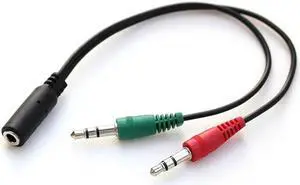 1Pcs Stero 3.5mm Audio Mic Splitter Cable Headphone Adapter Female To 2 Male Cable for PC Laptop