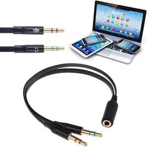 1Pcs 3.5mm Gold Plated Audio Mic Y Splitter Cable Headphone Adapter Female To 2 Male Cable for PC Laptop etc