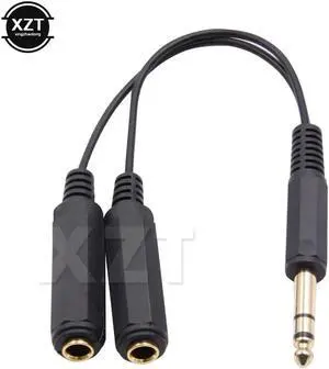 1Pcs 6.35 mm Male Stereo to 6.35 mm Double Female Adapter Jack 1/4 Audio Y Splitter Audio Cable 6.35 to 2*6.35 Connector