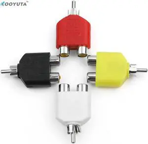 1Pcs 4 x RCA Jack Y Splitter Plug Adapter 1 Male to 2 Female For Audio Video AV TV Cable Converter Durable random colors