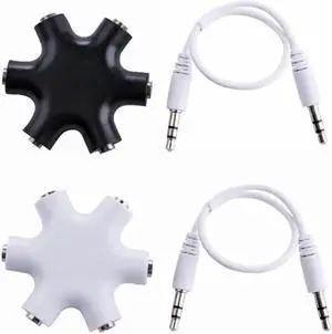 1Pcs 3.5mm Earphone Headphone Audio Splitter 1 Male to 5 Female Port Cable Adapter Converter Connector Audio Splitter