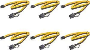 6PCS PCIe 6Pin to 6+2 Pin Power Supply Cable 8 Pin to 6 Pin PCI Express Graphics Card Power Cable GPU to GPU Male Port for Server 6Pin Converter Board BTC Miner (40cm,6PCS a Lot)