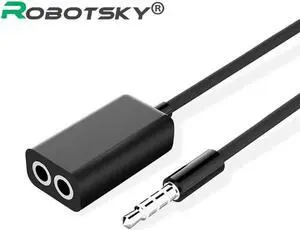 1Pcs Robotsky 3.5mm Jack Headphone Audio Cable 1 Male to 2 Female Stereo Audio Y Splitter Adapter for MP3 Phone iPod Tablet Notebook