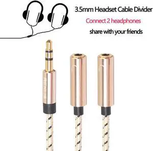1Pcs 3.5mm Headset Audio Cable Divider Connect 2 Headphones Male To 2 Female Jacks Splitter Aux Adapter Cable For Samsung Mp3 Player