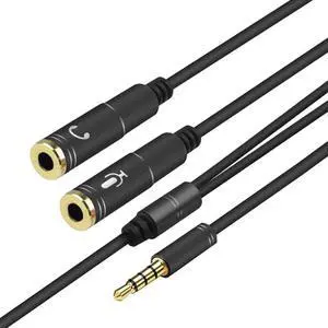 1Pcs 32CM Compact Size Flexible 3.5mm Stereo Audio Male to 2 Female Headset Mic Y Splitter Cable Adapter Cable