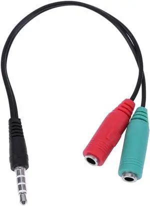 2pcs 3.5mm 1 Male to 2 Female Y Splitter Audio Extension Cable Earphone Microphone Adapter Cable Cord Wire for Phone Karaoke