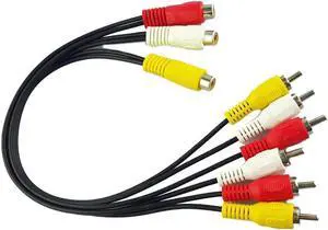 1Pcs 3 RCA Female Jack to 6 RCA Male Plug Splitter Audio Video AV Adapter RCA Cable 20cm