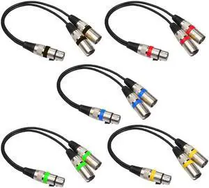 1Pcs 30cm 3Pin XLR Jack Female to 2 Male Plug Y Splitter Cable Adapter Audio Extension Cable For Amplifier Mixer Microphone