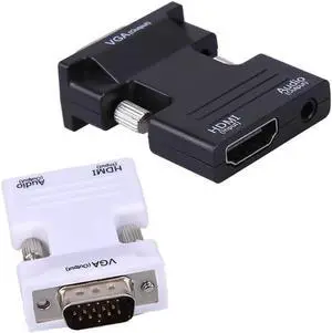 1Pcs HDMI Female to VGA Male 3.5mm Audio Output Converter 1080P Connector Adapter HDMI Splitter with 45cm Audio Cable for Computer TV