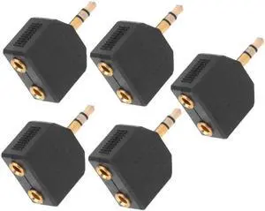 5pcs 3.5mm Male Stereo to Dual 3.5mm Female Jack Y Splitter Audio Adapter for MP3 MP4 players headphones