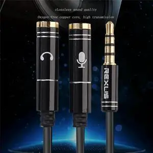 1Pcs Tow In One audio line Aux Microphone and Headphones Adapter 3.5mm Jack Audio Splitter Cable Earphone Splitter for Phone iPad