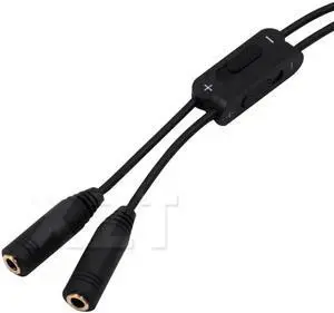 1Pcs 3.5mm Male to 2 Female Stereo Audio Y Splitter Adapter Cable With Volume Control for Phone MP3 PC Laptop