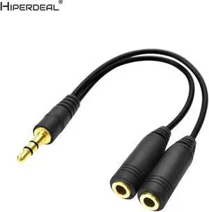 1Pcs HIPERDEAL 3.5mm Stereo Audio Male to 2 Female Headset Mic Y Splitter Cable Adapter