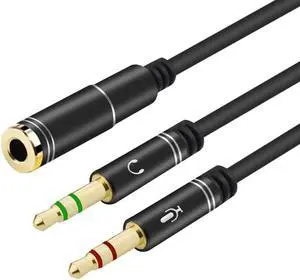 1Pcs 3.5mm Audio Y Splitter Cable 1 Female to 2 Male Adapter Headphone Microphone Cord Gold Plated for Headphone to PC Converter