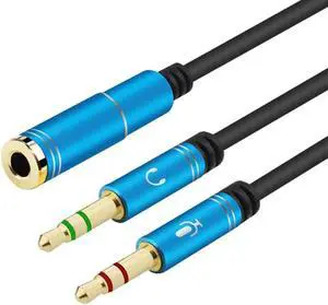 1Pcs Earphone&Mic Y Splitter Adapter 3.5mm Audio Aux 2 Male to 1 Female Headphone Extension Cable Connected Cord Splitter to Laptop