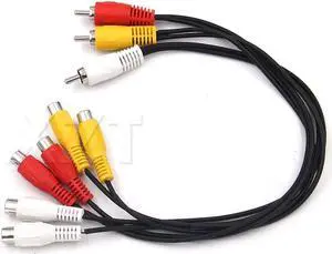 1Pcs 3 RCA Male To 6 RCA Female Plug Splitter cord Audio TV DVD Video Adapter AV Cable
